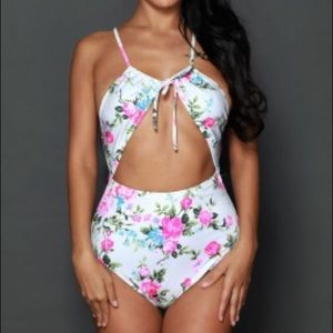 Delightful Bloom Cutout One Piece Swimsuit